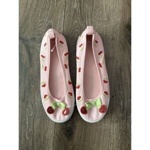 Gymboree Girls Size 3 Slip-On Shoes  Cherry Design, Pink, Red, & White